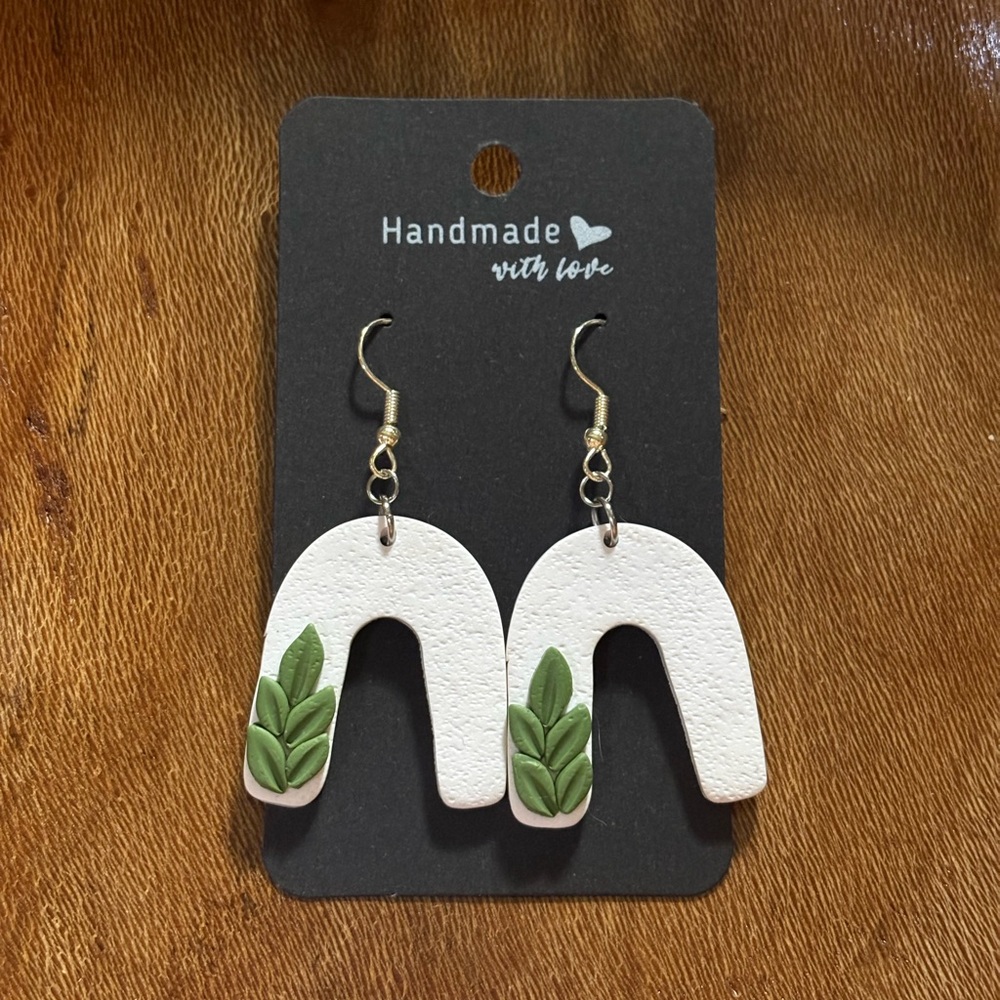 White Arch Polymer Clay Earrings